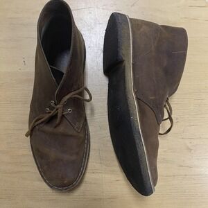 Clarks Desert Boots Mens Size 11 Brown Leather Lace Up Ankle Casual Crepe Sole